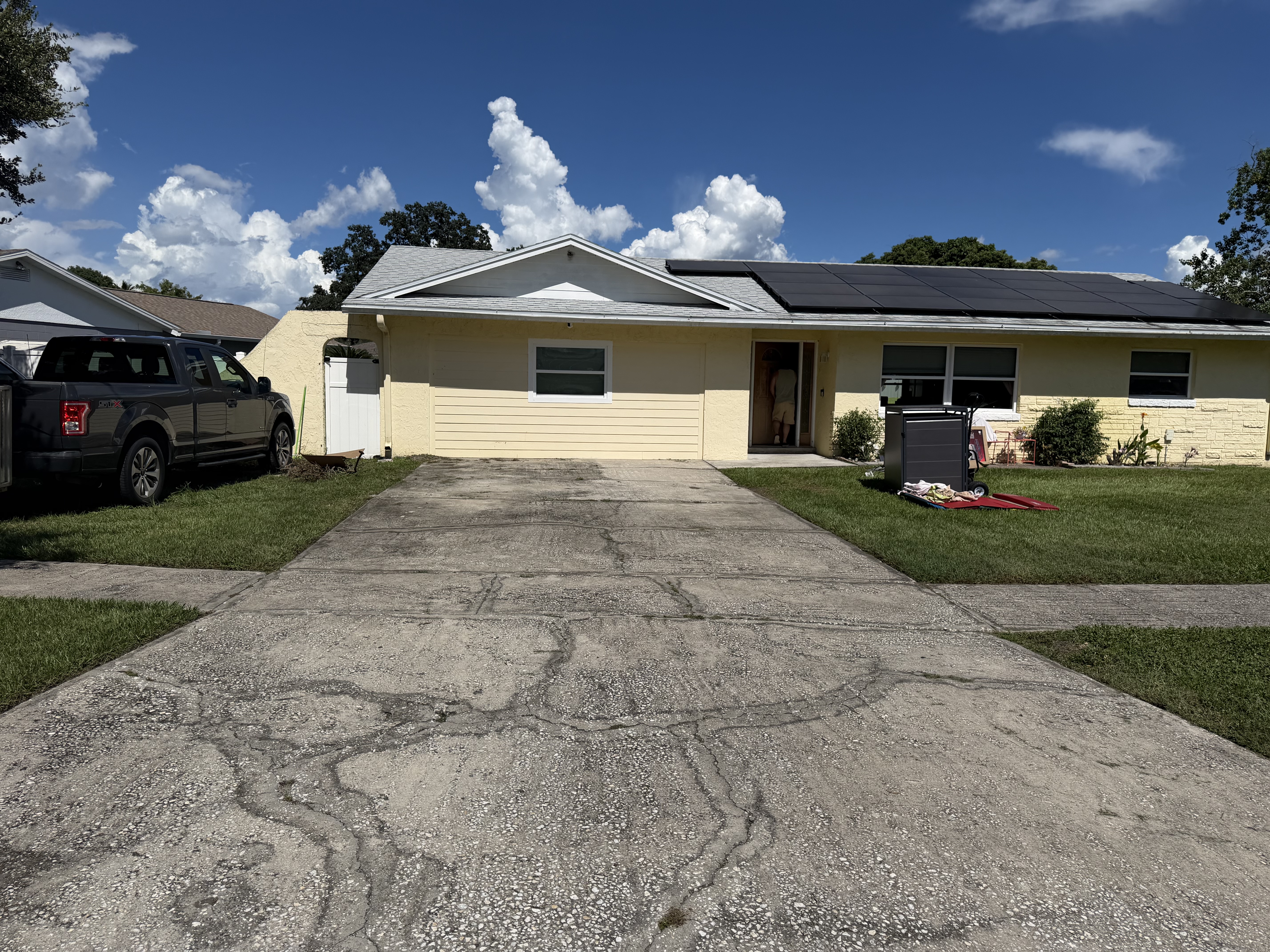 Driveway before pressure washing